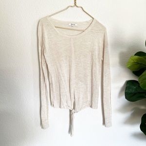 MADEWELL Tan front knot long sleeve tee shirt XS